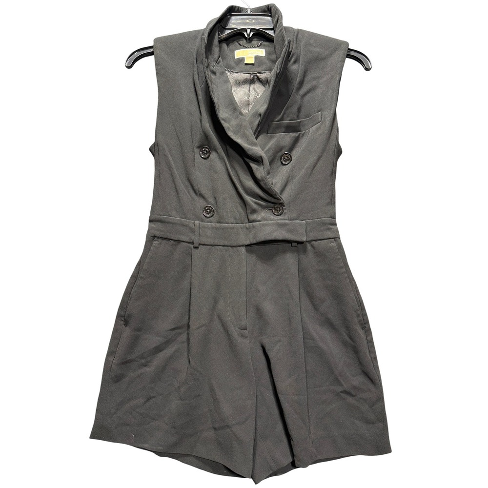 Michael Kors Romper Women 4 Black Sleeveless Double Breasted Pockets MU68W5442V